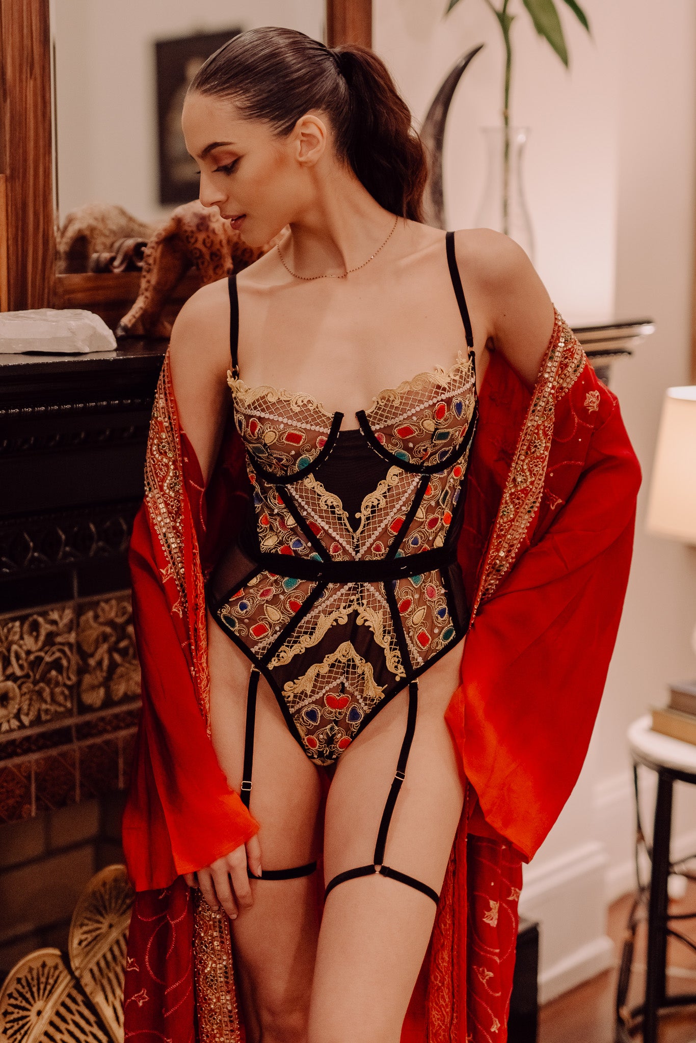 Kilo Brava Jewel Embroidered Underwire Bodysuit Hidden Intimates Ahreum La Couture