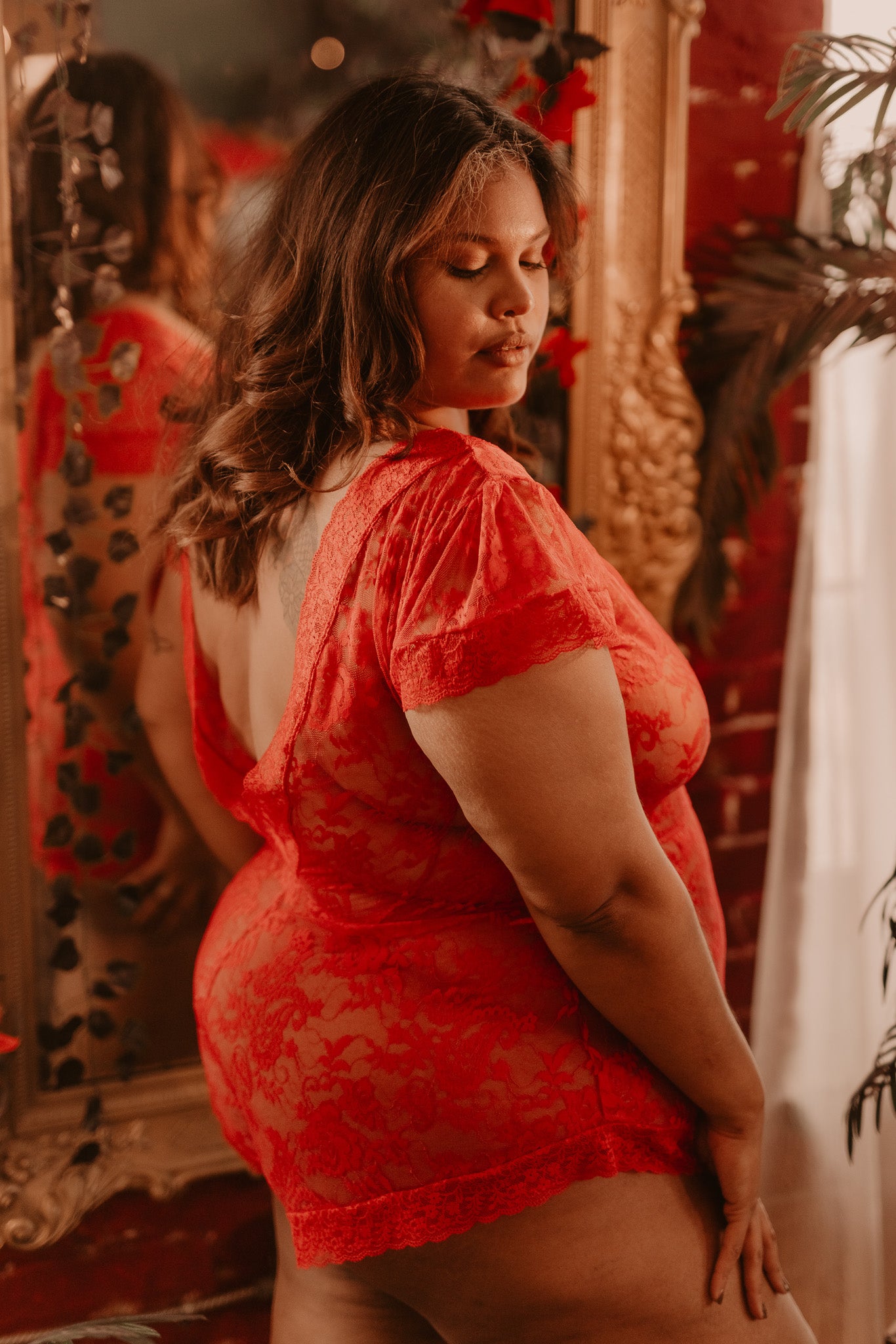 Tammy Plus Size Red Lace Teddy