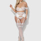 Bridal Satin & Lace Strapless Bra, Garter Belt & Tanga Set