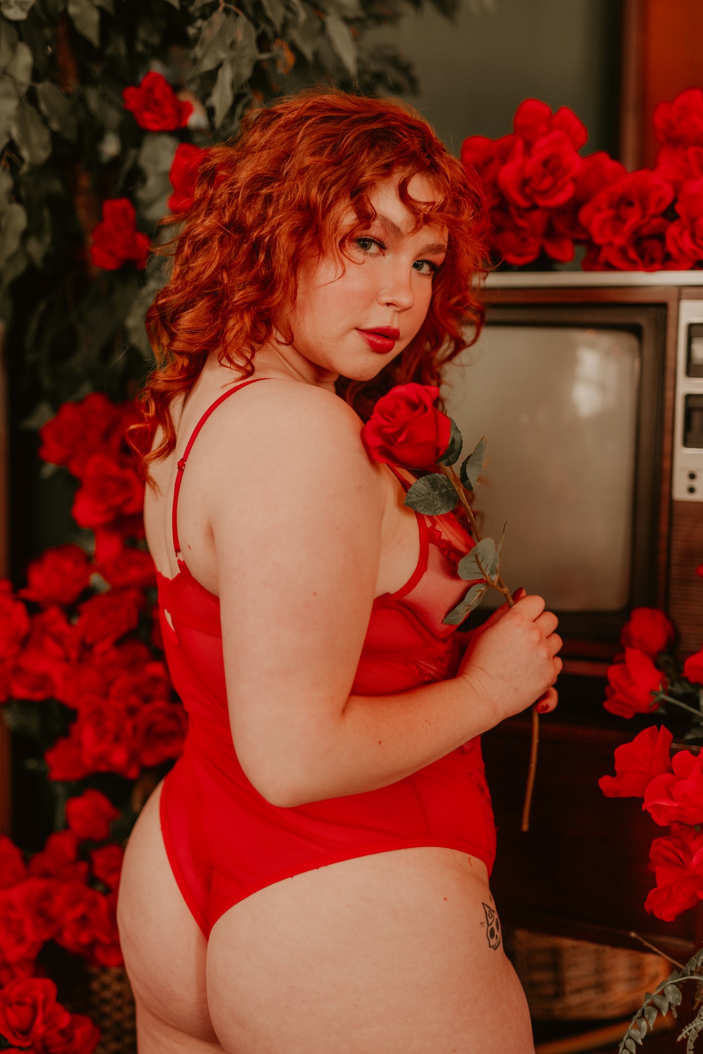 Red Rose Embroidered Teddy