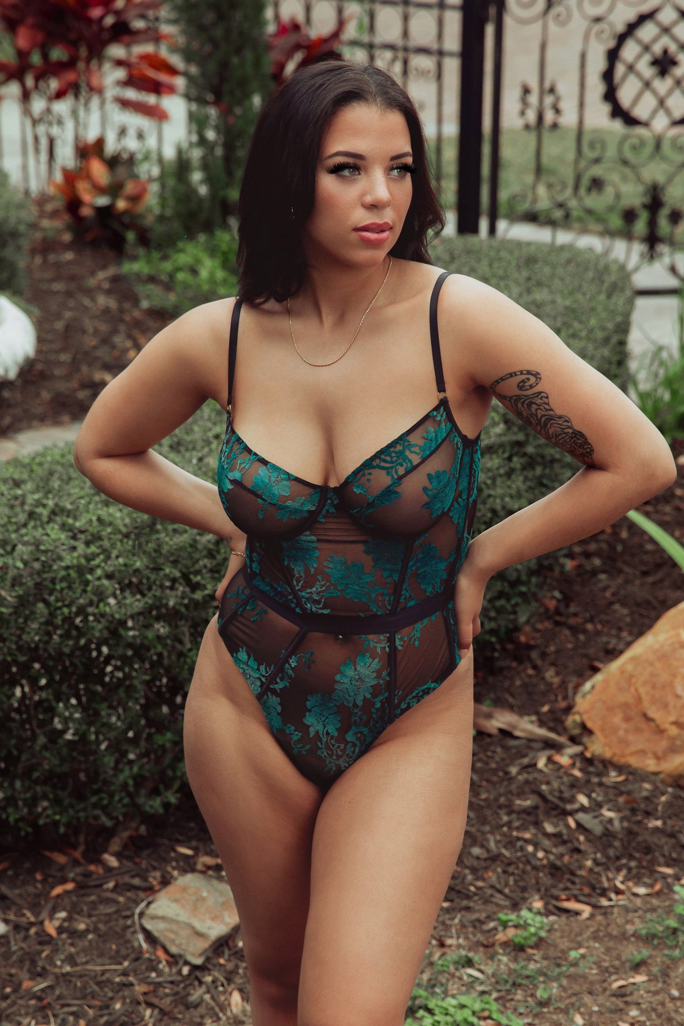 Kilo Brava Emerald Burnout Underwire Bodysuit