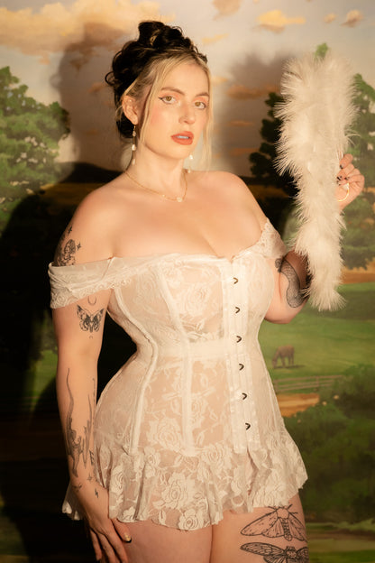 Daisy Corsets White Sheer Lace Corset Dress