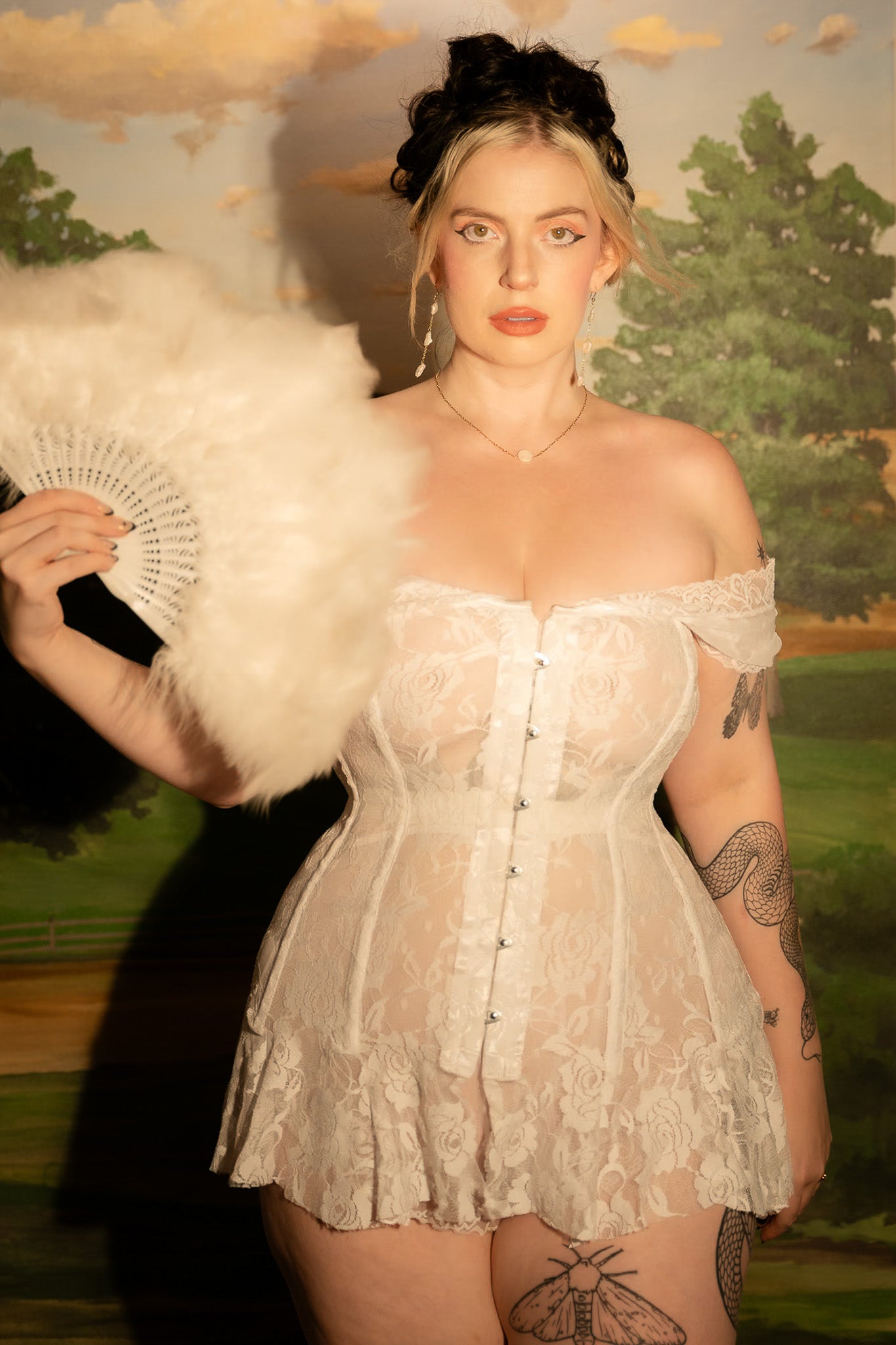 Daisy Corsets White Sheer Lace Corset Dress