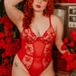 Escante Red Rose Embroidered Teddy Valentine's Day Lingerie - Hidden Intimates