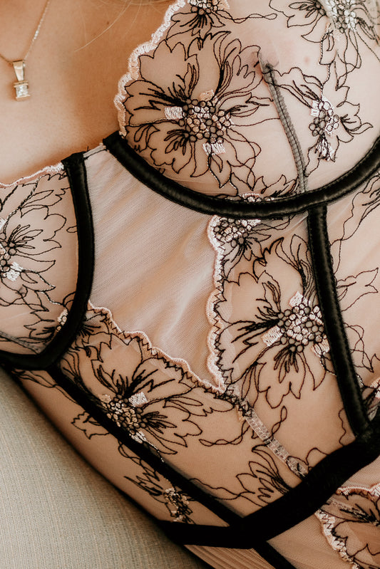 Kilo Brava Embroidered Underwire Bodysuit