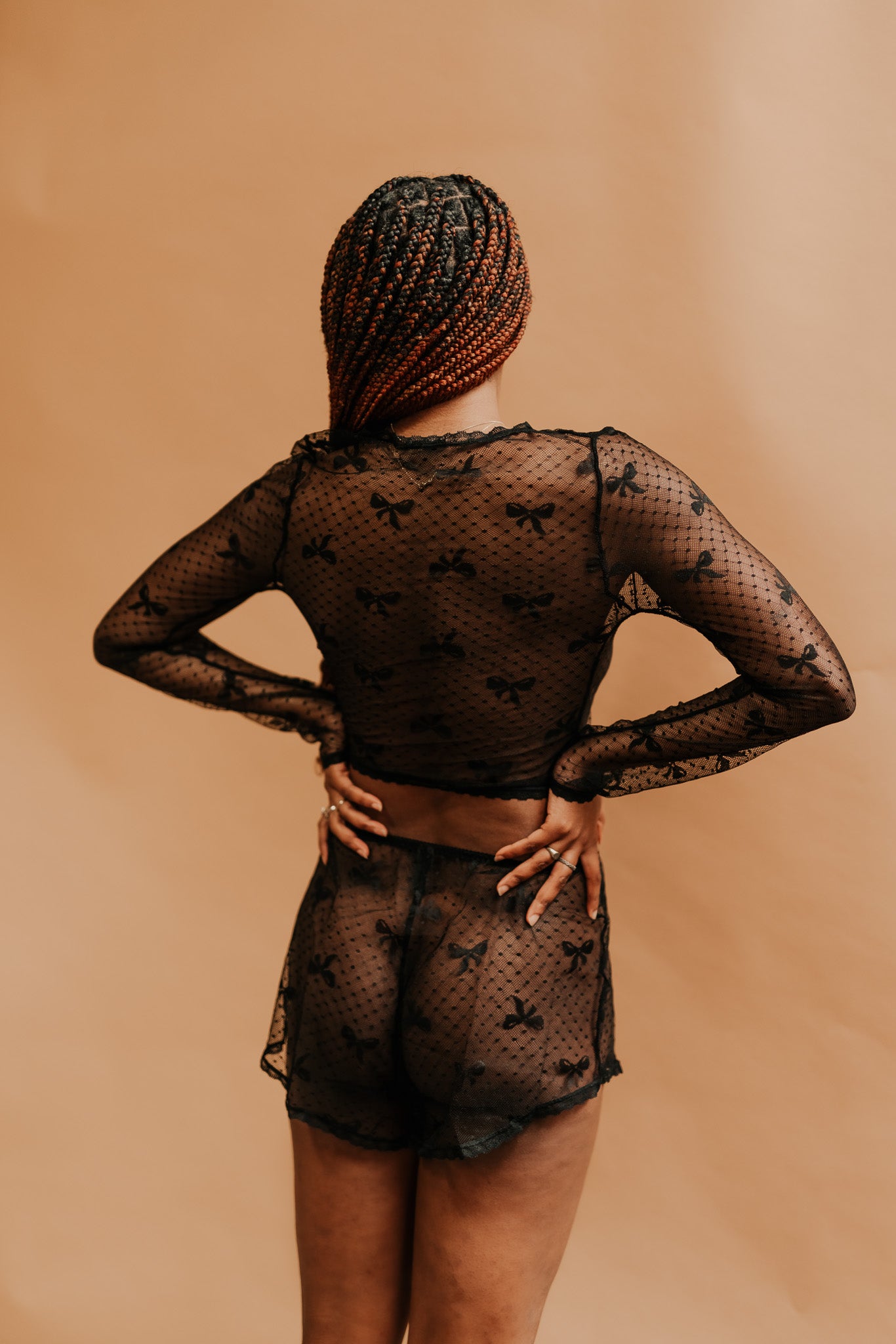 Kilo Brava Bow Mesh Long Sleeve Crop Top