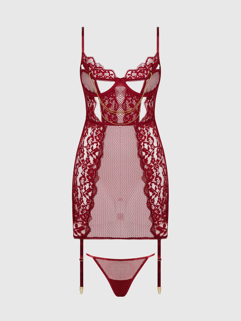 Dezi Lace & Chain Chemise Set