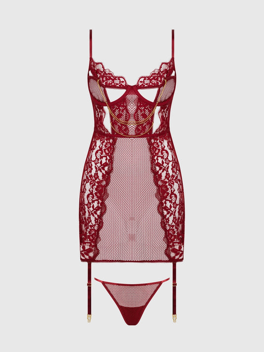 Dezi Lace & Chain Chemise Set