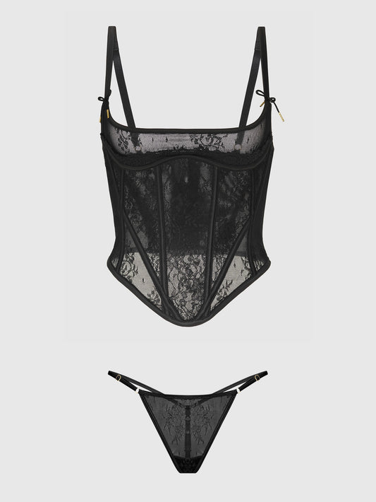 Jocelyn Lace Underewire Bustier & G-String Set