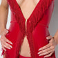 Phoenix Faux Leather & Fringe Chemise & G-String Set