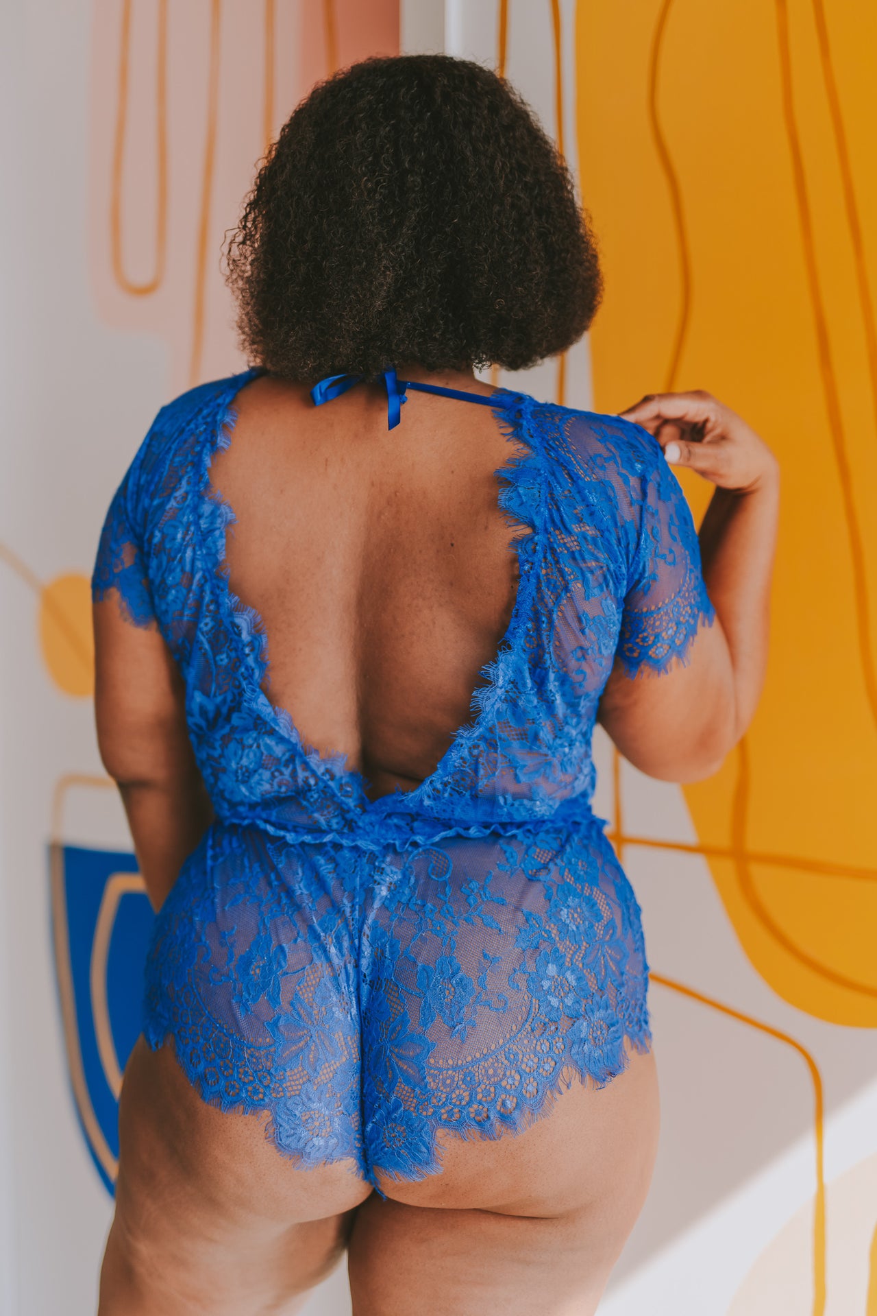 Royal Blue Eyelash Lace Romper