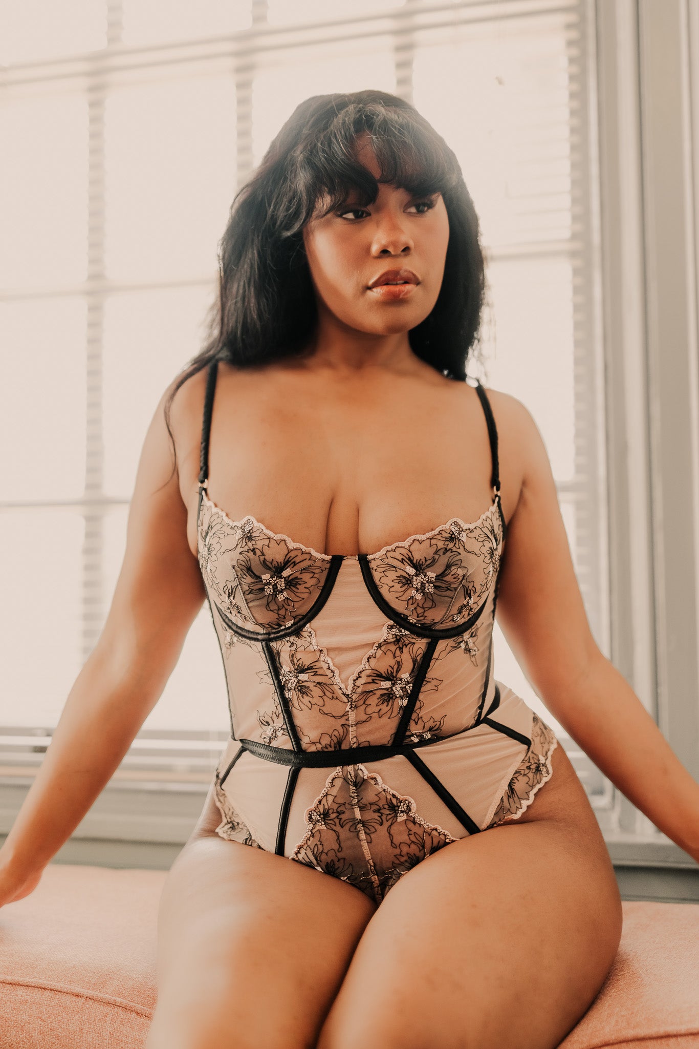 Kilo Brava Embroidered Underwire Bodysuit enchanted_noir Hidden Intimates