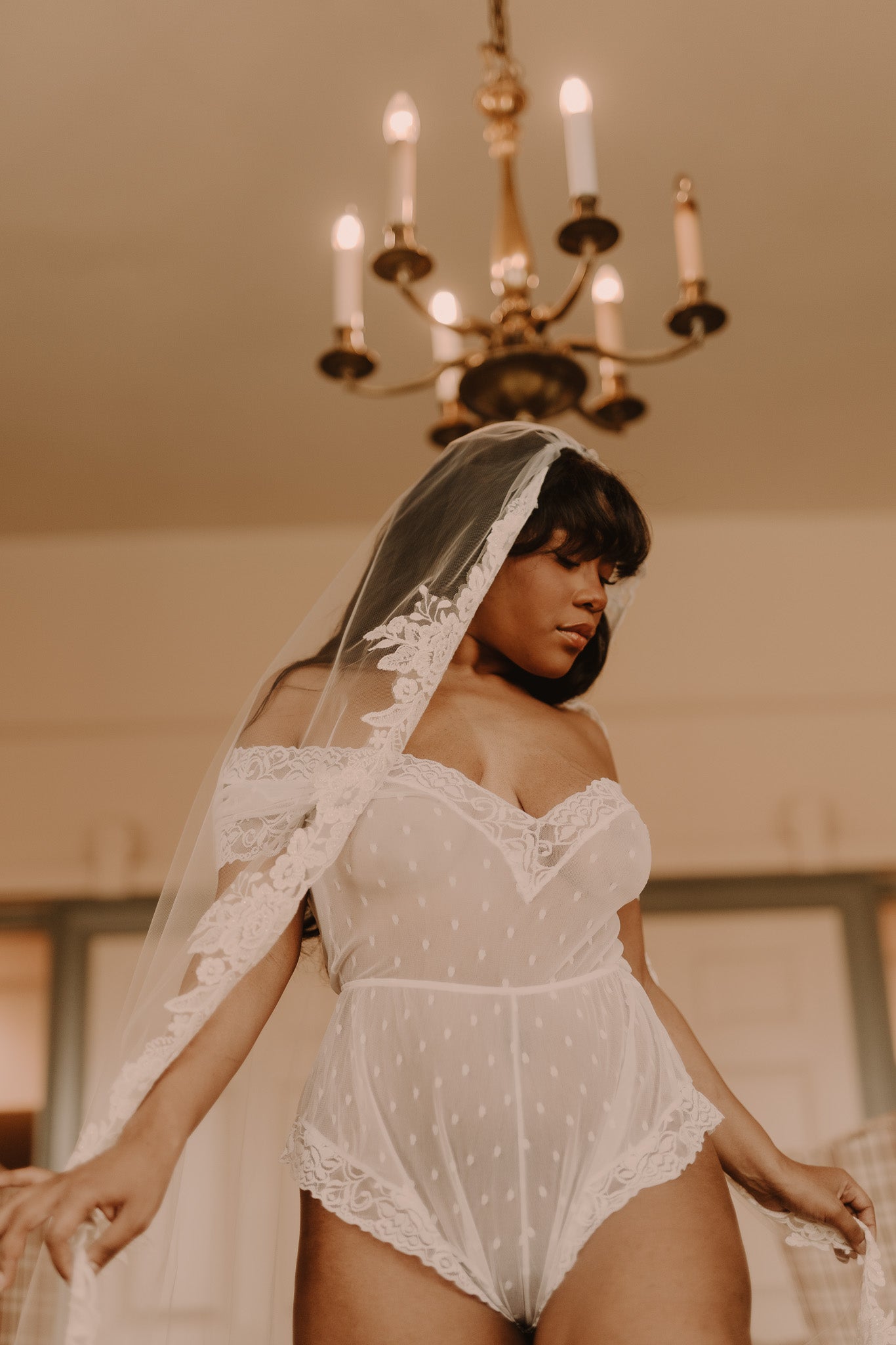 Hidden Intimates Sheer Lace Bridal Teddy